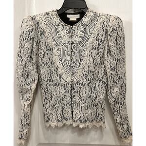 VTG Jessica McClintock Lace Top Women’s Sz 6 Victorian Prairie Renaissance